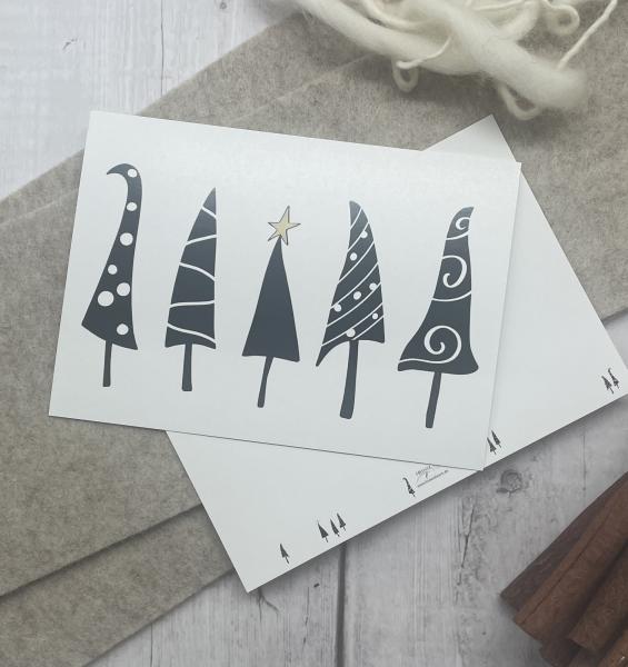 Postkarte fröhliche Weihnachtsbäumchen